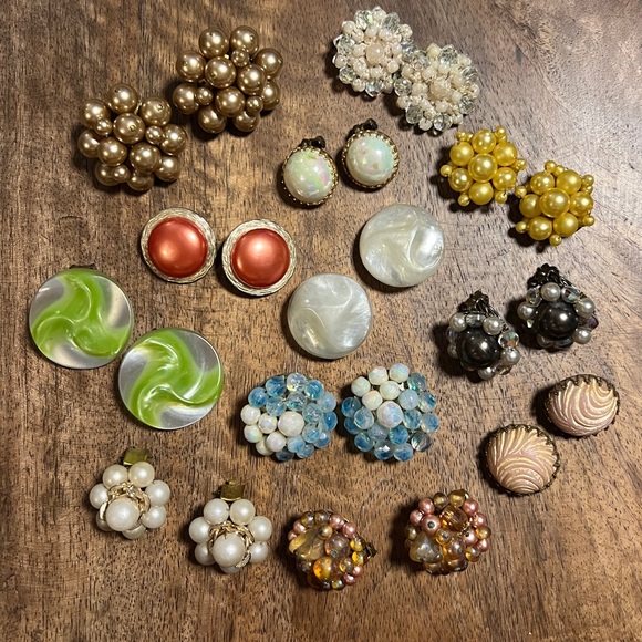 Western Germany Jewelry - Vintage Japanese West Germany Hong Kong Clip Cluster Earrings